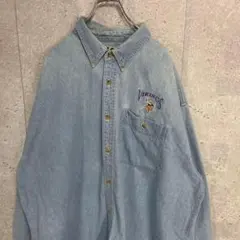 Lee 90s ミネソタバイキングス　チームロゴ刺繍デニム長袖シャツ 2XL