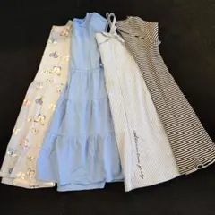 H&M 蝶柄ストライプノースリーブワンピース 他 ワンピース4着セット