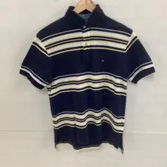 値下◎4.3◎w-100◎トミーヒルフィガー◎ポロシャツ◎紺色系◎ボーダー◎半袖