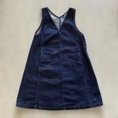 ダークデニム Vネック ジャンバースカート