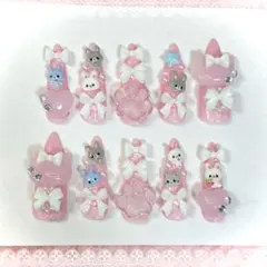 ♡現品♡ネイルチップ ロングスティレット マグネットネイル ゴテゴテ 平成女児