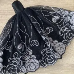 手縫いリカちゃんドレス★ブラックドレス★薔薇柄チュールレース★パーティードレス