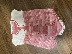 赤と白のストライプロンパース
