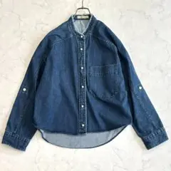 美品♪ブランバスク パール風ボタン デニムシャツ インディゴ サイズ38 pd8