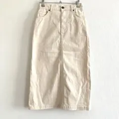 オフホワイト アイボリー　タイトスカート フロントボタンS 春