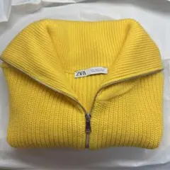 ZARA イエロージッパーニット