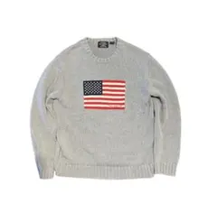 90s ポロ ジーンズ ラルフローレン 星条旗 ローゲージ ニット セーター