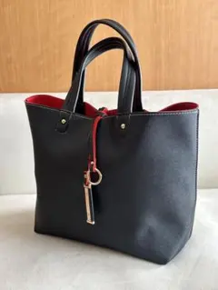 黒/赤 トートバッグ(A4収納可)