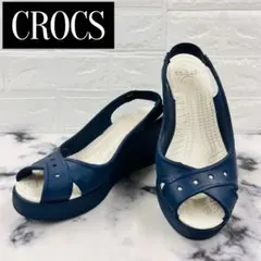 【CROCS】クロックス ファラ 厚底 サンダル ウェッジソール ネイビー 希少