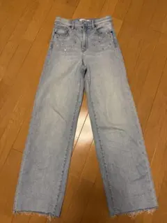 HIDDEN los angelesビジュー付きライトブルーデニムパンツ