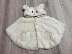 ☆美品 ☆petit main ポンチョ 白 綿100％ 防寒 80 アウター