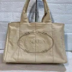 ！美品！　PRADA プラダ　カナパ　ハンドバッグ　デニム　ベージュ