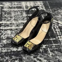 未使用 クリスチャンディオール パテント アンクルストラップ パンプス ブラック