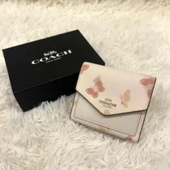 美品 コーチ coach 二つ折り財布 蝶々 箱付き