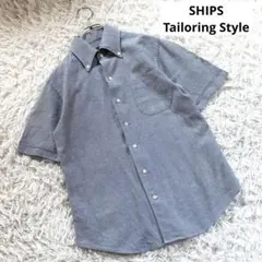 SHIPS 鹿の子 半袖シャツ ボタンダウン 日本製 細身 ネイビー S〜M相当のサムネイル