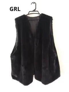GRL グレイル ファー ボアベスト ジレ　Ｌサイズ　ブラック