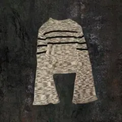 グランジ ストライプ ニットセーター ベージュ y2k