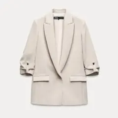 ZARA ロールアップスリーブブレザー　ベージュ