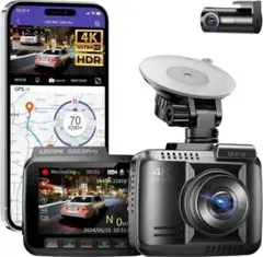 ドライブレコーダー前後カメラ 4K GPS WIFI搭載 スマホ連携　ドラレコのサムネイル