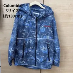 Columbia キッズ ウィンドブレーカー 総柄 ブルー S
