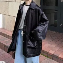 【PON企画】サテンBIGシャツ ブラック