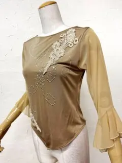 【レアカラー】新品　社交ダンス レッスンウェア シャイニーベージュ　ｂ1313