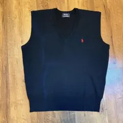 00s Polo by HERALD c-boyブラックVネックニットベスト　L