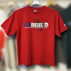 DIESEL・両面片袖プリントTシャツ・レッド・XLサイズ