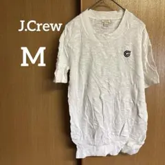 J.Crew【M】ホワイト 半袖 Tシャツ ニット 薄手 シンプル ロゴ刺繍