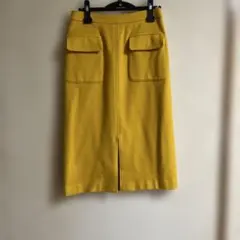 Spick &spanイエロー タイトスカート 前スリット ポケット付き