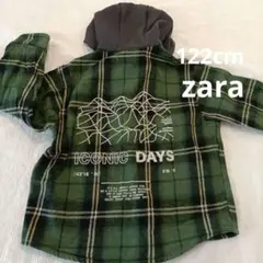 120 ネルシャツ　ザラ　フランネル チェックシャツ フード　　122cm