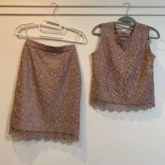 ユニクロ 花柄レース セットアップ ピンク系 美品 オケージョンに◎