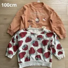 トレーナー　イチゴ柄　スイーツ柄　100cm