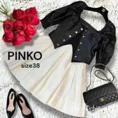 ◆PINKO◆パフスリーブ フェイクレザートップス オフショル 黒 38のサムネイル