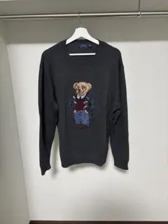 Ralph Laurenクマ刺繍 ダークグレー ニットセーター　ポロベア
