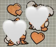 うさぎ ねこ デコうちわ パーツ 4点セット オレンジ