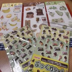 ぷっくりシール ＆食べ物デザイン 5枚セット