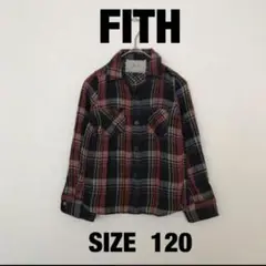 【FITH】フィスガーゼ素材チェックシャツ120cmナチュラル重ね着羽織り