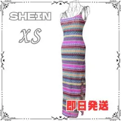 【 SHEIN 】レディース XSサイズ 幾何学模様 ロングワンピ