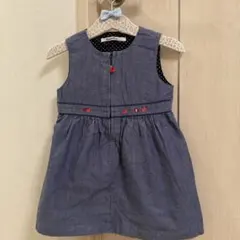 familiar デニム調 ジャンバースカート 90cm ブラウスプレゼント！