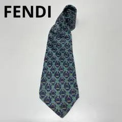 FENDI ネクタイ 鐙柄 ローズ ネイビー