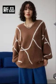 AZUL by moussy ニュアンスライン柄ニット