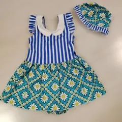 120cm ワンピース 水着 子供 女の子 アプレレクール 水泳帽子 セット