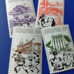 9310 外国切手 シンガポール 1973年 シンガポールのランドマーク」4V