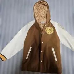 フード付きスタジャン ブラウン/ホワイト ALBA MY TANE ROSA