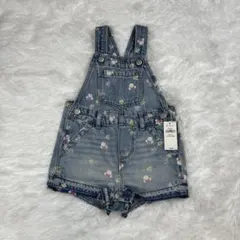 【新品未使用タグ付き】Gap ギャップ　花柄デニムオーバーオール 80　女の子