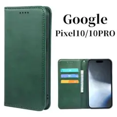 Google Pixel10 / 10PRO ケース 手帳型 スリム グリーン