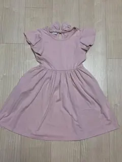 ノースリーブ フリル袖 リボン付き ワンピース ピンク
