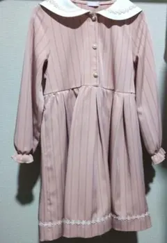 ピンクストライプワンピース 長袖　アクシーズファムキッズ