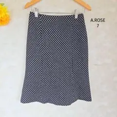 エーローズ￼ A.ROSE 膝丈スカート【S】水玉 ドット 黒 フレア 厚手
